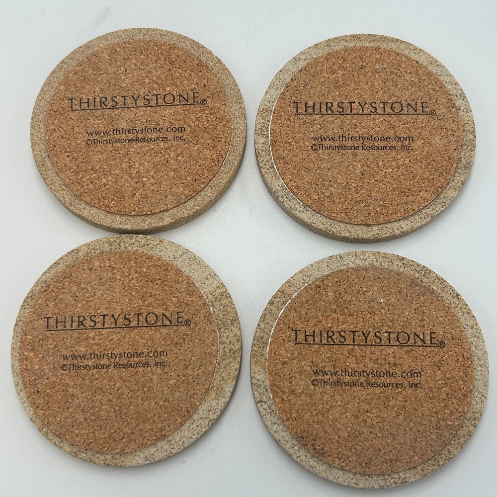 Thirstystone Sandstone KOKOPELLI Coasters Set 4" Cork Southwest Native Aztec - Picture 4 of 6